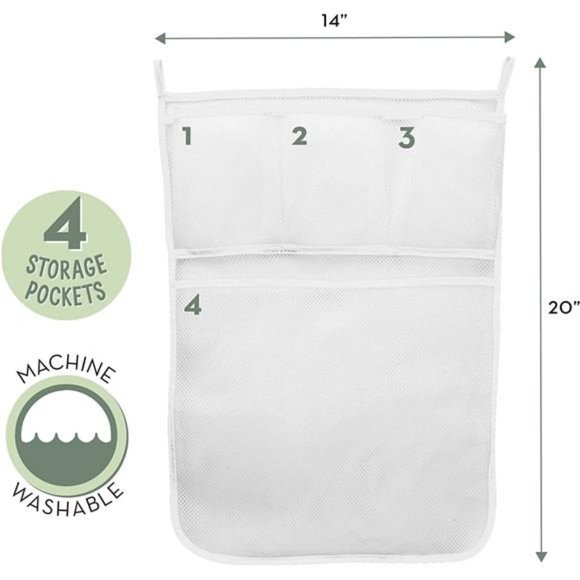 Baby Bath Toy Storage for Tub with Pockets,14 Inch by 20 Inch, White, 1 Pack - Picture 6 of 6